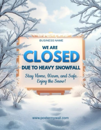 White Modern & Minimal Closed Due To Winter Storm  Flyer (us Letter) template