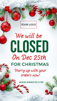 White Modern & Minimal Closed For Christmas Template  Instagram Story