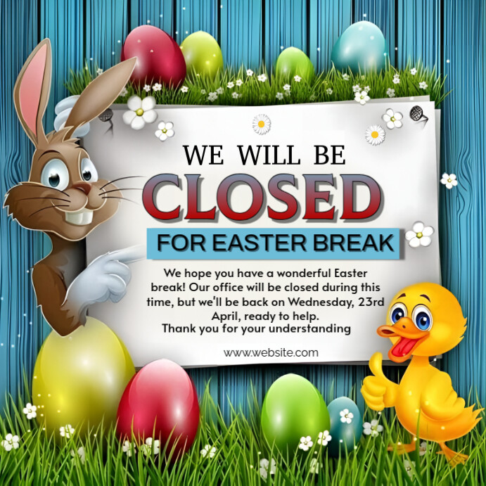 White Modern & Minimal Closed For Easter Instagram Post template