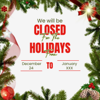 White Modern & Minimal Closed For Holidays Ad Instagram Post template