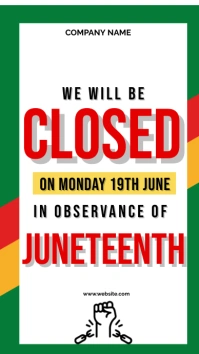 White Modern & Minimal Closed For Juneteenth Instagram Story template