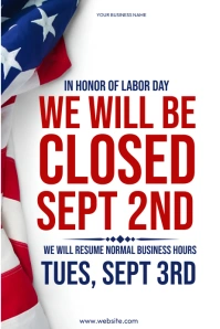 White Modern & Minimal Closed For Labor Day Poster template