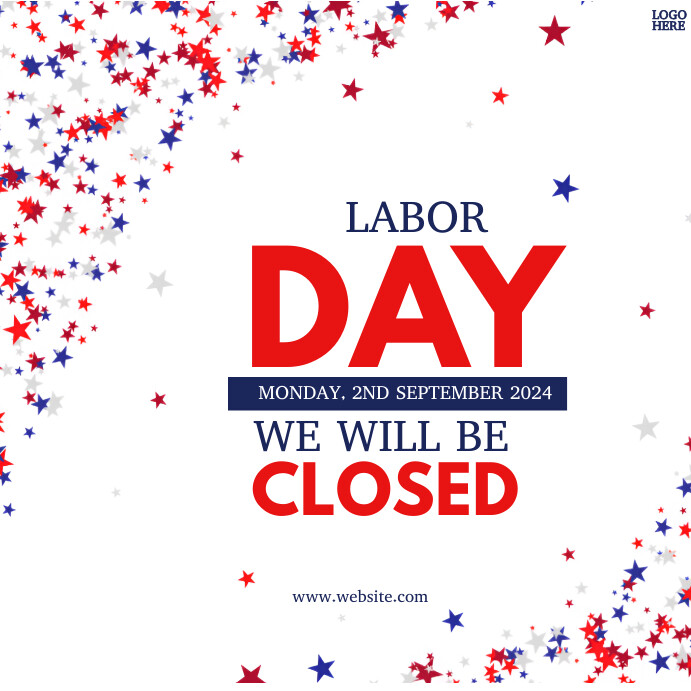 White Modern & Minimal Closed For Labor Day I Publicação no Instagram template