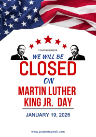 White Modern & Minimal Closed Notice For Mlk Day A5 template