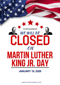 White Modern & Minimal Closed On Mlk Day Template  A4