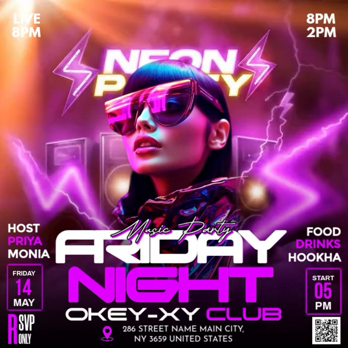 White modern & minimal club night event instagram post Template ...