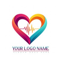 White Modern & Minimal Colourful Heart Beat Pulse Rate Medical Wellness Fitness Charity Ecg Ekg Life Logo template