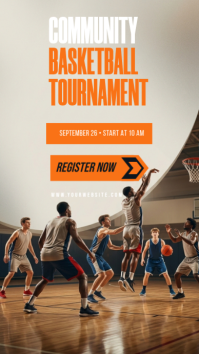 White Community Basketball Tournament Instagram Story Template