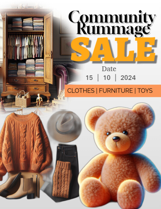 Copy of White Modern & Minimal Community Rummage Sale Flyer (us Letter ...