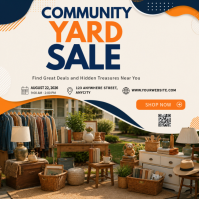 White Modern & Minimal Community Yard Sale Instagram Post Instagram-opslag template