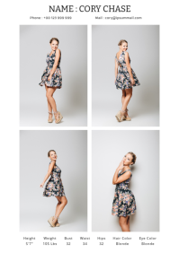 White Modern & Minimal Comp Card A4 template