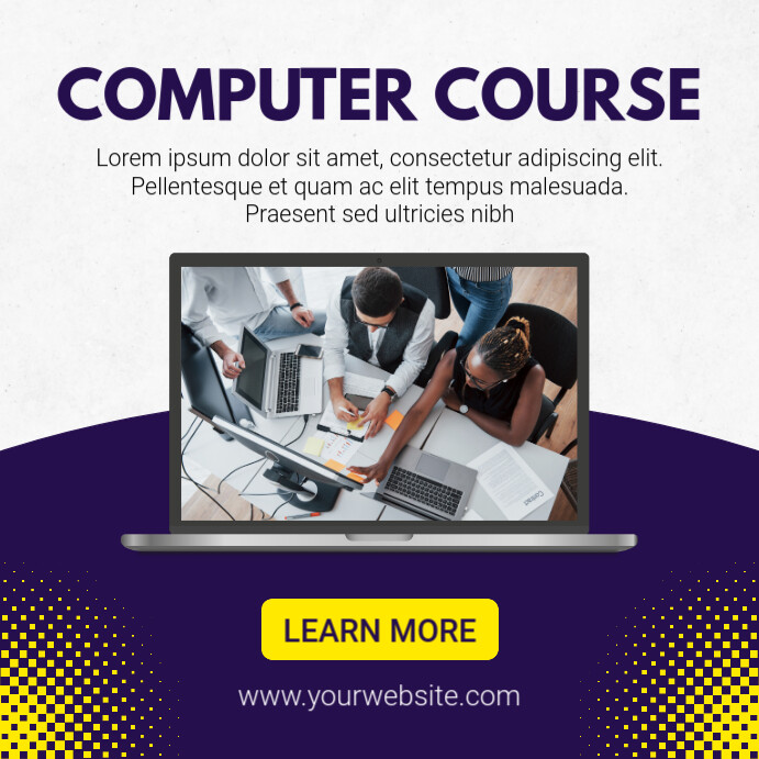 Computer Class Insta Post White Modern & Minimal Computer Course Instagram Post Template ...