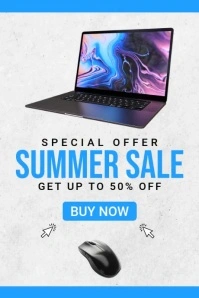 White Modern & Minimal Computer Summer Sale Poster template