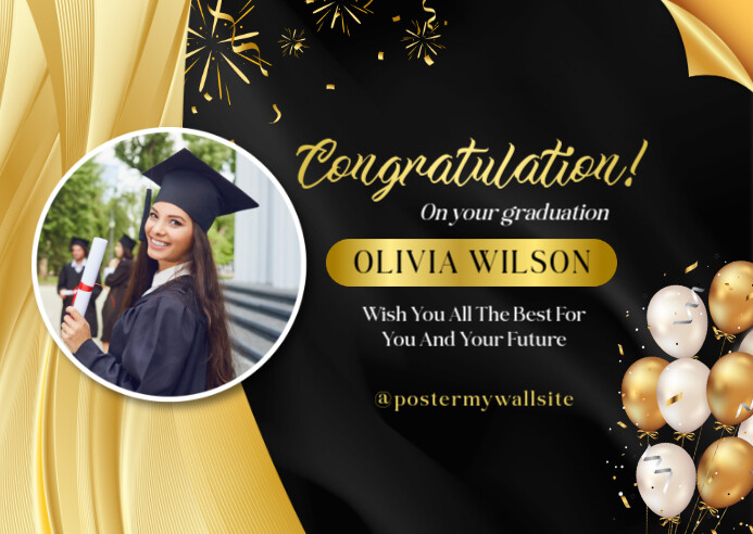 White Modern & Minimal Congratulation Graduation Card Kartu Pos Poskaart template