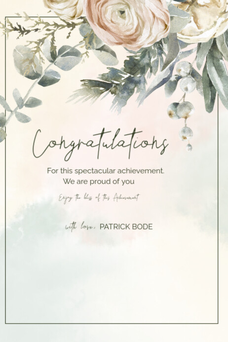 White Modern & Minimal Congratulations Card Poster 海报 template