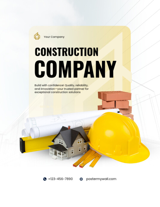 White Modern & Minimal Construction Company Promotion Pamflet (letter As) Iflaya (Incwadi ye-US) template