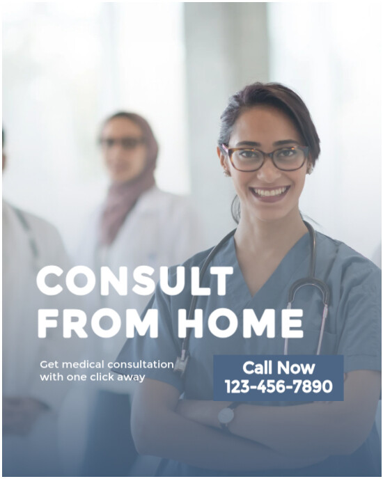 White Modern & Minimal Consult From Home  Instagram Portrait template