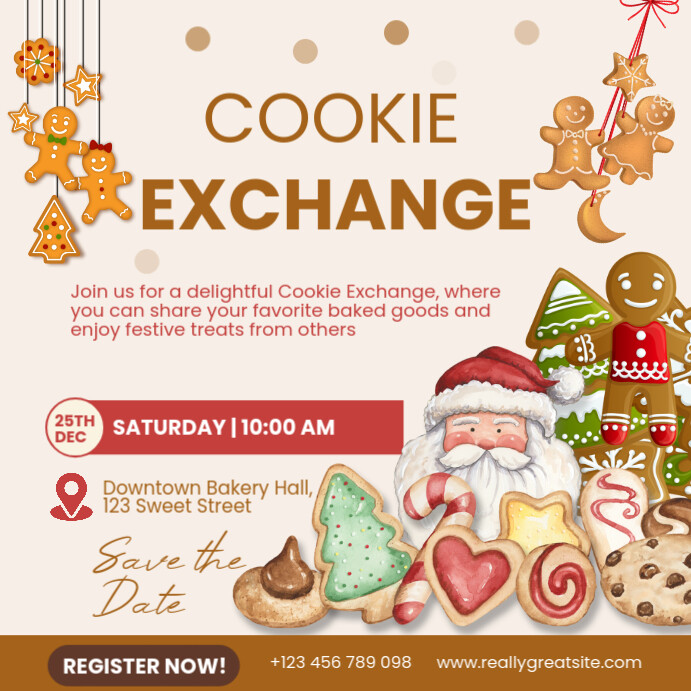White Modern & Minimal Cookie Exchange Instagram Post template
