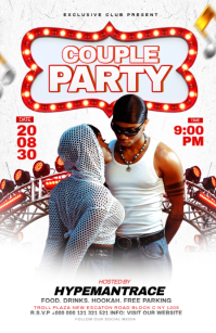 White Modern & Minimal Couple Party Half Page Wide Полстраницы широкого формата template