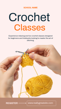 White Modern & Minimal  Creative Crochet Classes  Instagram Story template