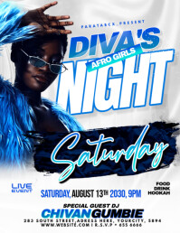 White Modern & Minimal Creative Diva's Night Party Flyer Template For Club Event Flyer (us Letter) Volante (Carta US)