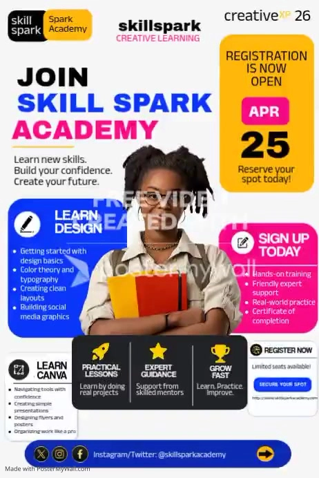 White modern & minimal creative learning workshop poster video Template ...