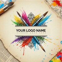 White Modern & Minimal Creative Painting Logo Bold Brushstroke Colorful Ink Splash Paint Splash Edit Ilogo template