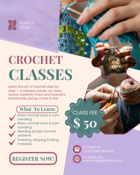 Copy of White Modern & Minimal Crochet Classes Instagram Portrait ...
