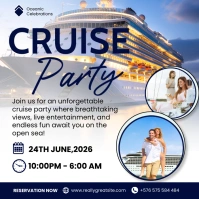 White Modern & Minimal Cruise Party Square (1 Cuadrado (1:1) template
