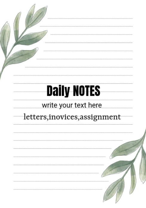 White Modern & Minimal Daily Notes A4 Template | PosterMyWall