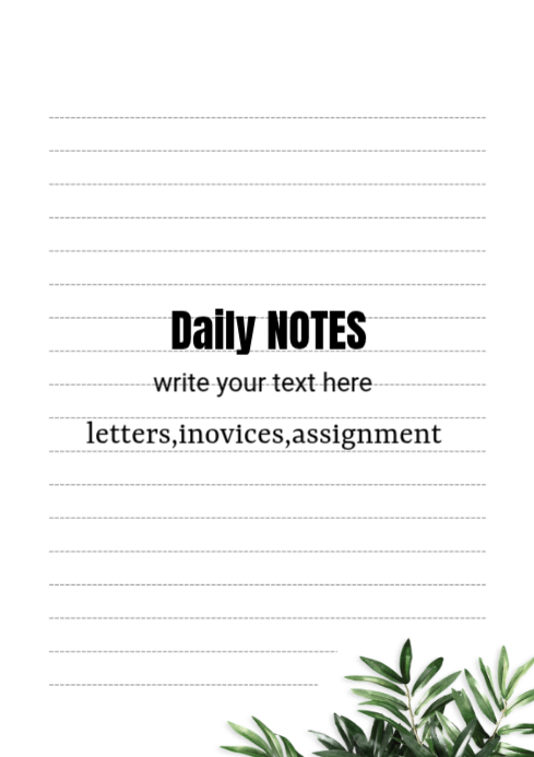 White Modern & Minimal Daily Notes A4 Template | PosterMyWall