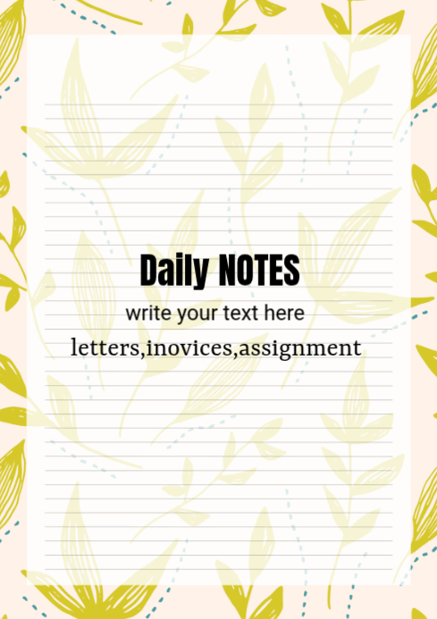 White Modern & Minimal Daily Notes A4 Template | PosterMyWall