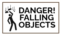 White Modern & Minimal Danger Falling Objects Important Announcement  Tag template
