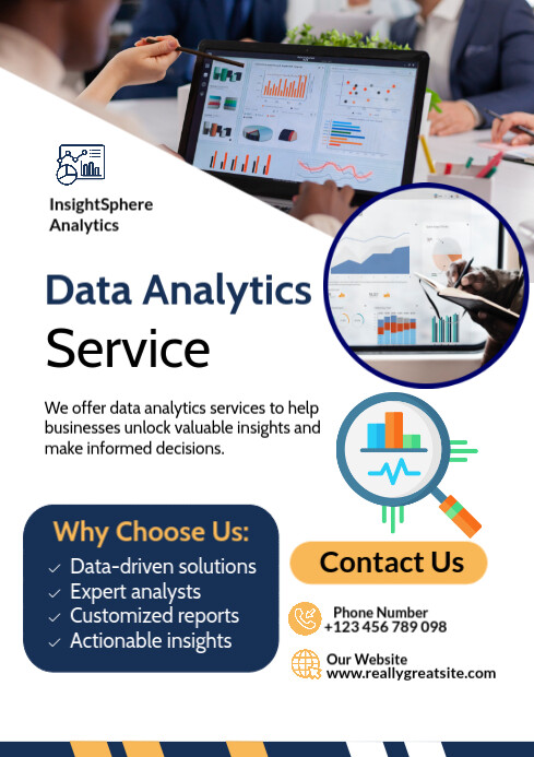 White Modern & Minimal Data Analytic Services Poster A4 Template ...