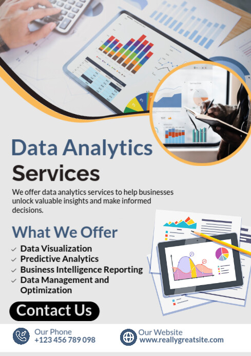 White Modern & Minimal Data Analytics A4 Template | PosterMyWall