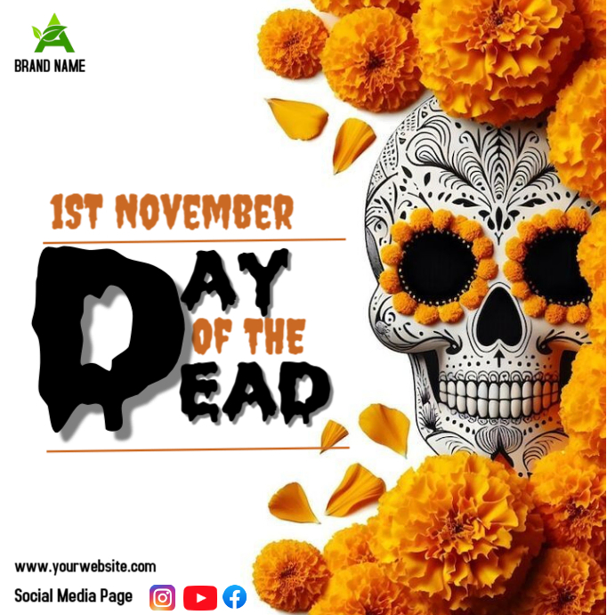 White Modern & Minimal Day Of The Dead Template  Instagram Post