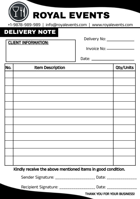 Delivery Note Label White Modern & Minimal Delivery Note Business Template | PosterMyWall