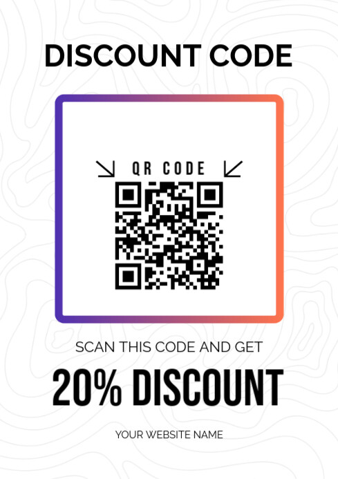 Copy of White Modern & Minimal Discount Code 20% Qr Code A4 | PosterMyWall