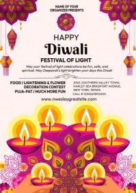 White Modern & Minimal Diwali A4 template