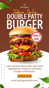 White Double Patty Burger Promotion Instagram Story Template