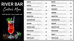 White Modern & Minimal Drinks Menu Digital Di template