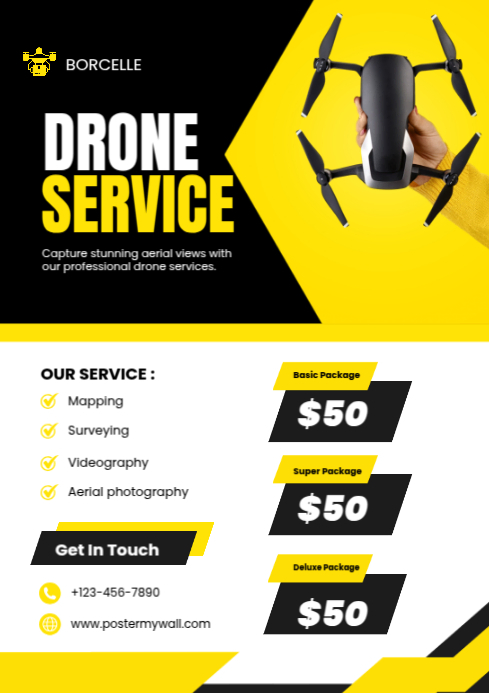 White Modern & Minimal Drone Service A4 template