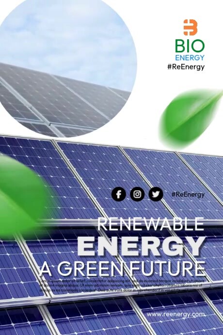 White Modern & Minimal Dynamic Renewable Energy Poster  Poster template