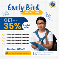 Белый Early Bird Promotion Instagram Post Template