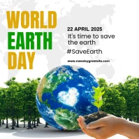 White Modern & Minimal Earth Day Square (1:1) template