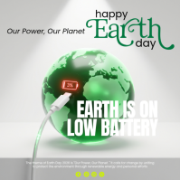 White Modern & Minimal Earth Day Square Квадрат (1 : 1) template