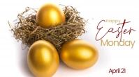 White Modern & Minimal Easter Monday Digital Display (16:9) template