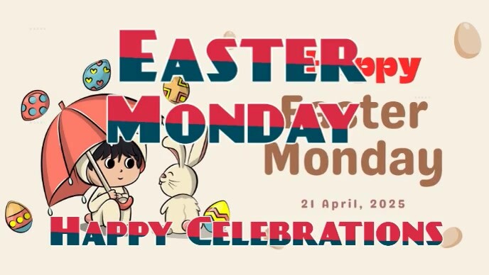 White Modern & Minimal Easter Monday Youtube Thumbnail template