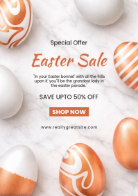 White Modern & Minimal Easter Sale A4 template
