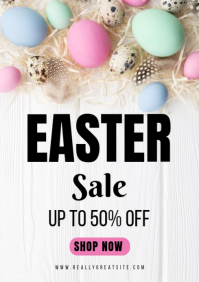 White Modern & Minimal Easter Sale A4 template